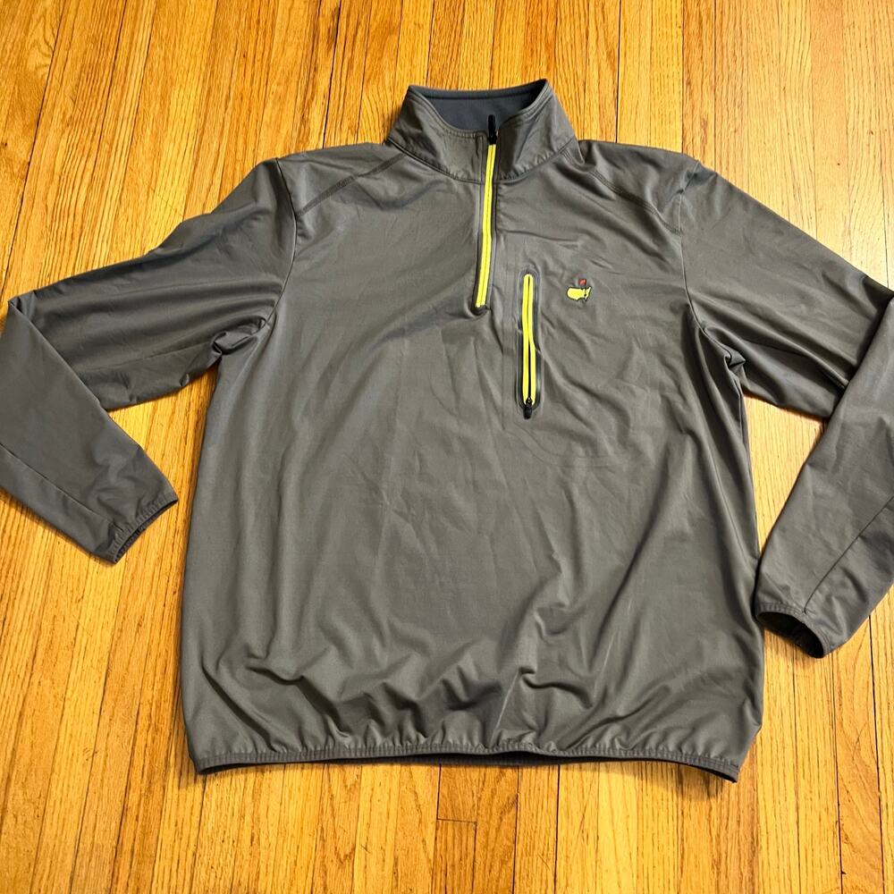 Men's Gray Quarter-Zip Pullover with Yellow Trim